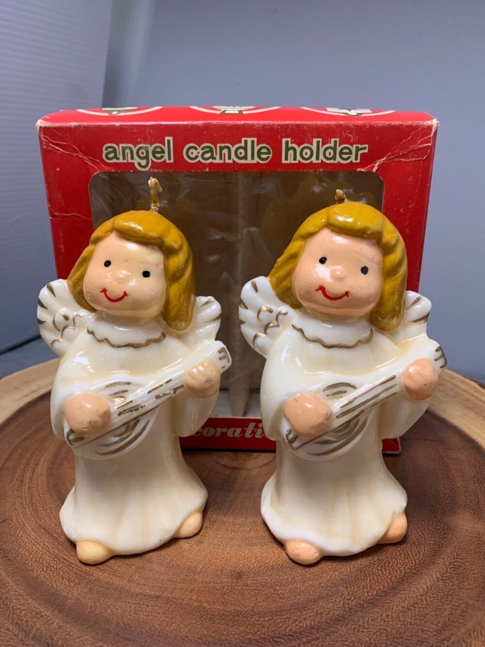 Commodore Vintage Angel Candle Holders Box Christmas Decor Ornaments 1950s